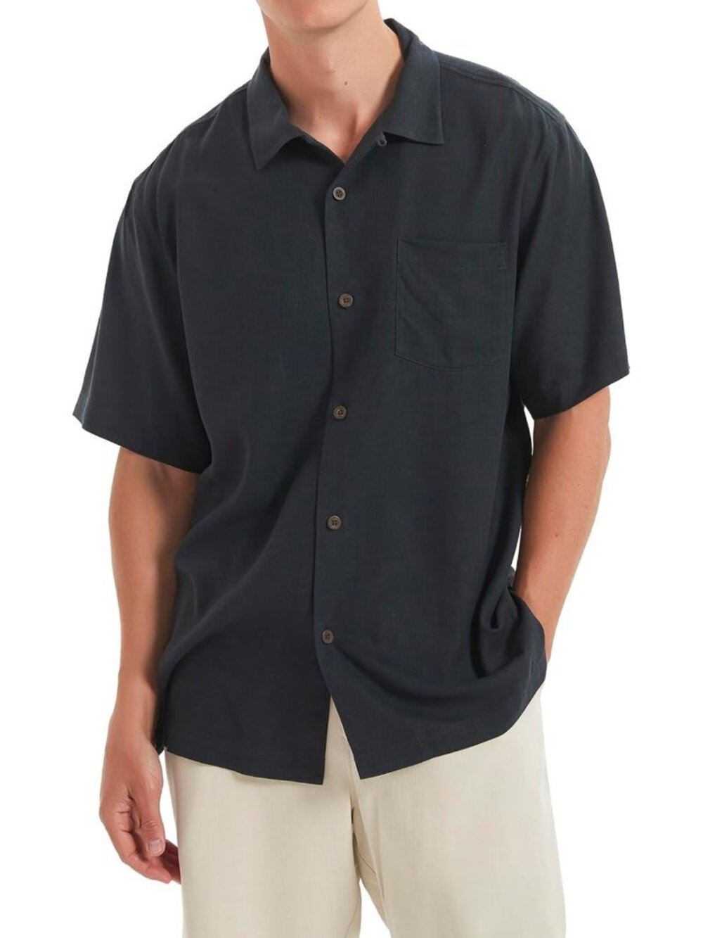 Men's Casual Short Sleeve Silk Hawaiian Shirt - Tropical Vacation Style